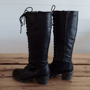 Black tall lace up boots